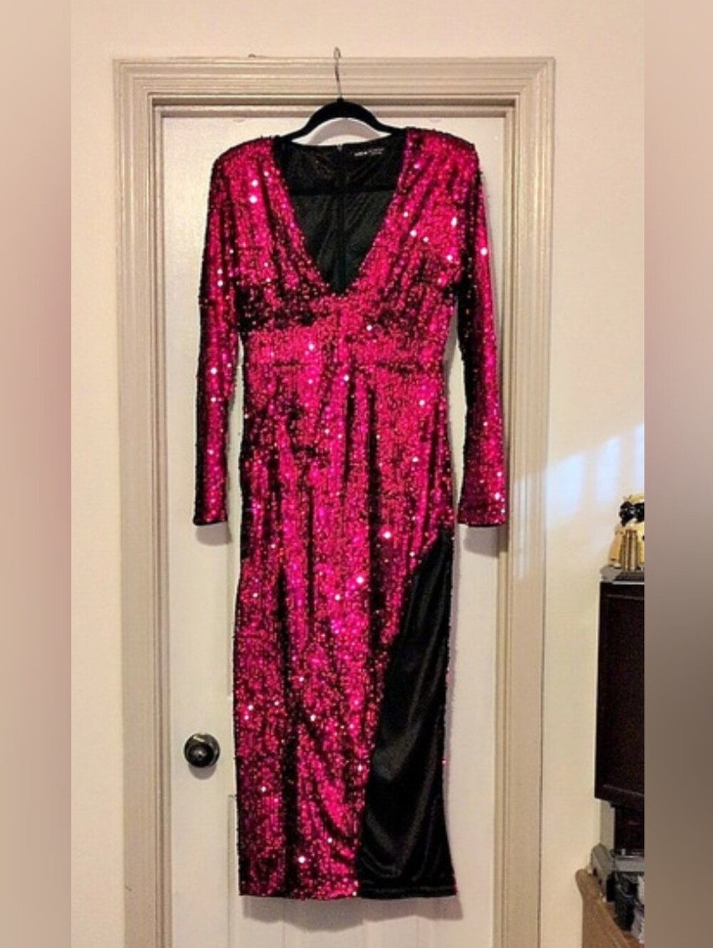 SHEIN Sequin Midi/Maxi Dress Pink & Black Size Large